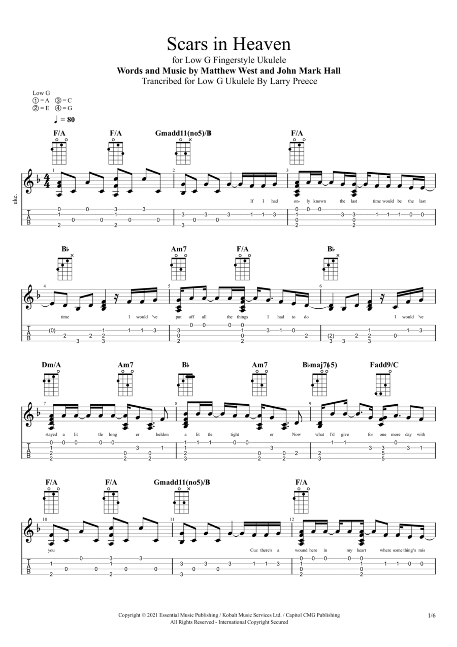 Scars In Heaven Ukulele scores gallery preview page 1