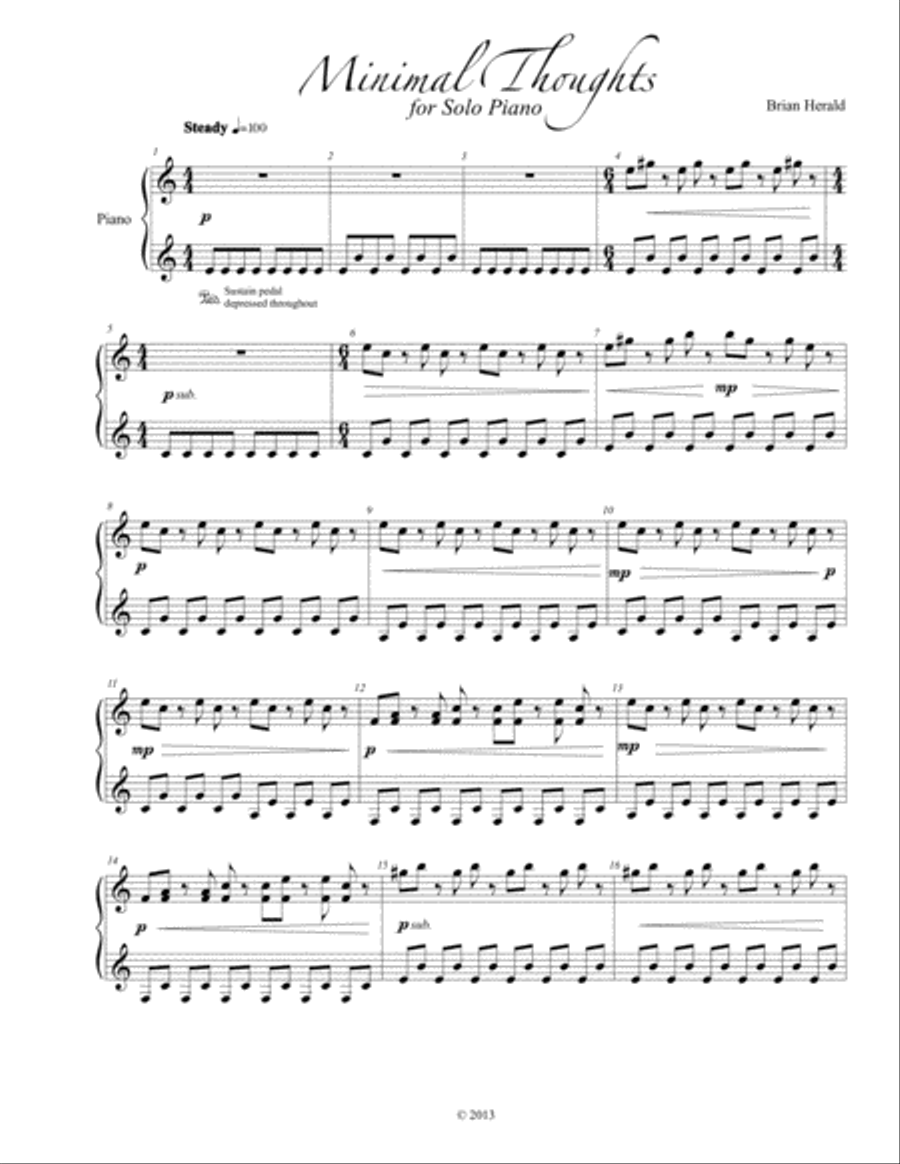 Minimal Thoughts for Solo Piano Piano Solo scores gallery preview page 3