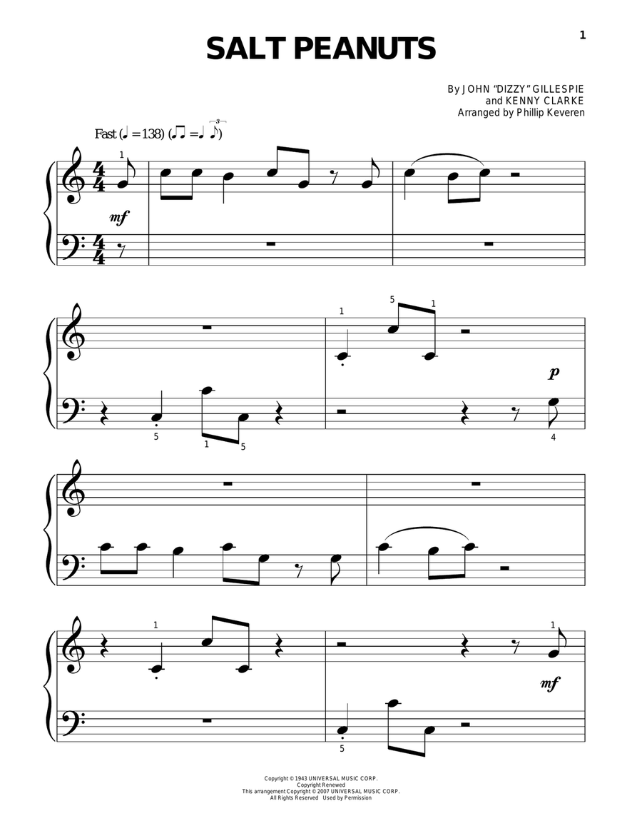 Salt Peanuts (arr. Phillip Keveren) Easy Piano scores gallery preview page 1