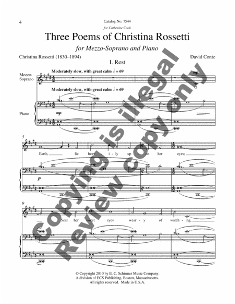 Three Poems of Christina Rossetti Mezzo-Soprano Voice scores gallery preview page 3