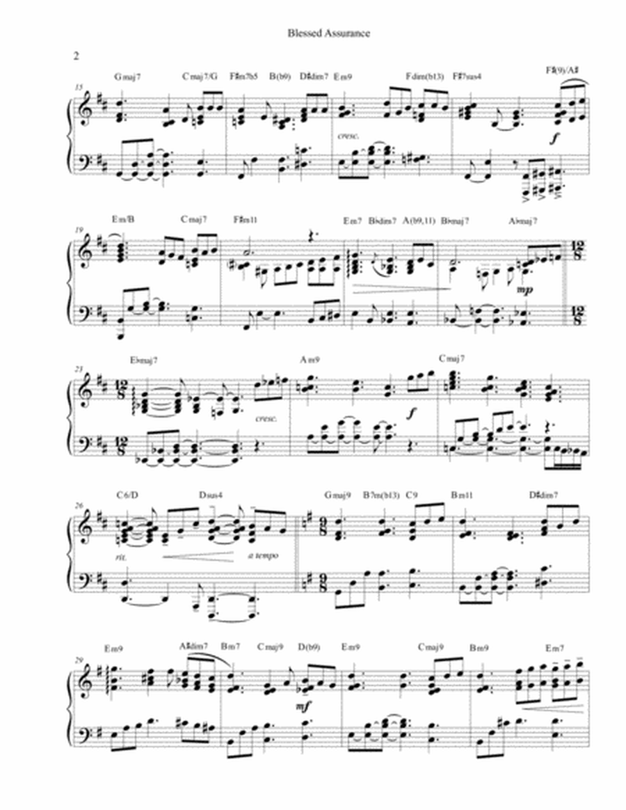 BLESSED ASSURANCE (Hymn Arrangement for Advanced Solo Piano) image number null