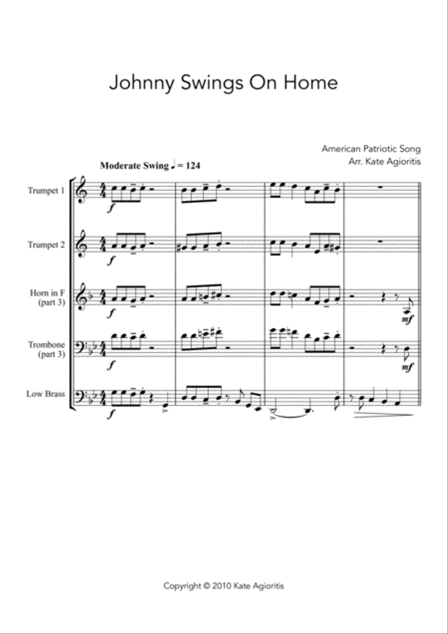 Johnny Swings On Home (When Johnny Comes Marching Home) - for Brass Quartet Johnny Swings On Home (When Johnny Comes Marching Home) - for Brass Quartet Brass Quartet scores gallery preview page 3