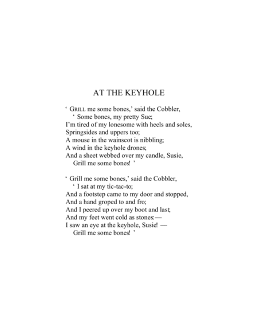 Grill Me Some Bones (or ‘At the Keyhole’) - Original Song Setting of Walter de la Mare's Poetry Small Ensemble scores gallery preview page 3