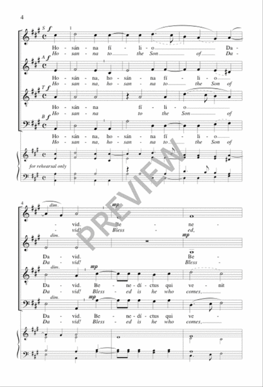 Hosanna filio David 4-Part scores gallery preview page 3