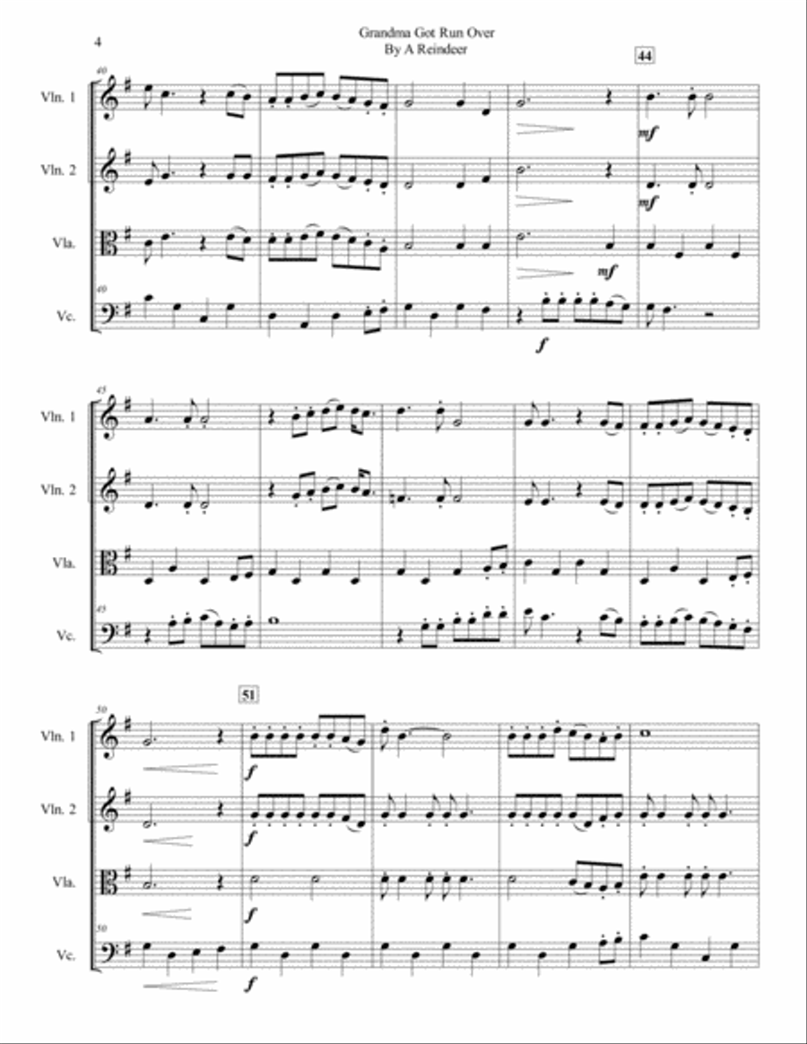 Grandma Got Run Over By A Reindeer String Quartet scores gallery preview page 5
