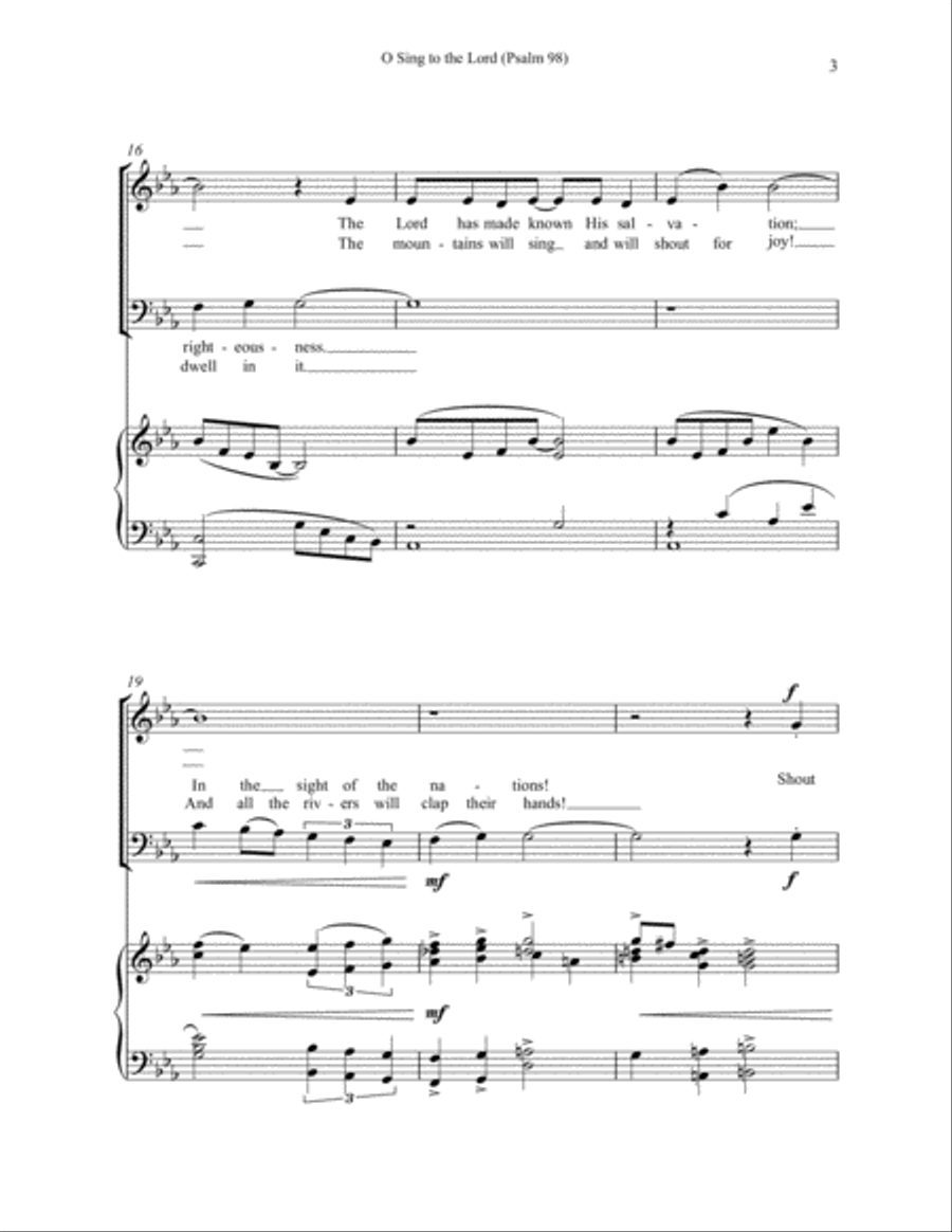 Choral - O Sing to the Lord (Psalm 98) 4-Part scores gallery preview page 4
