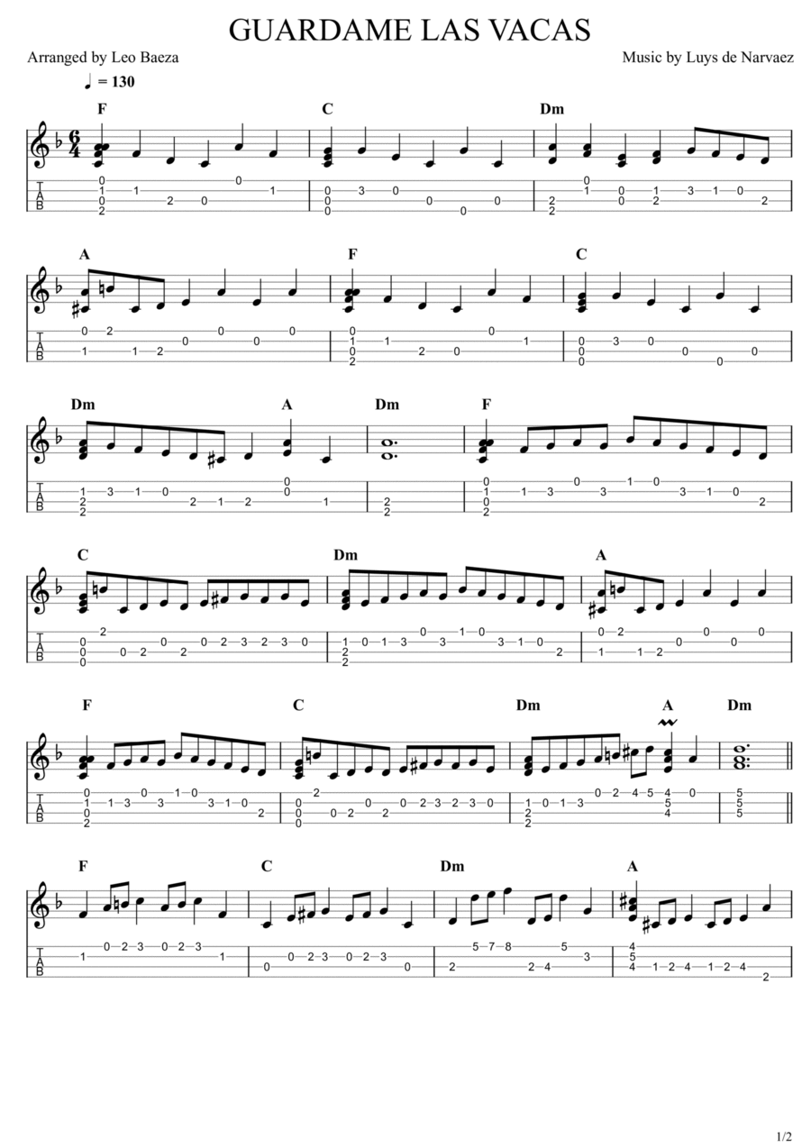 Guardame las Vacas Ukulele scores gallery preview page 1