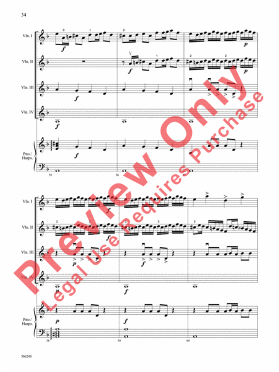Violins Go Vivaldi -- Two Movements for Violin Quartet Small Ensemble scores gallery preview page 35
