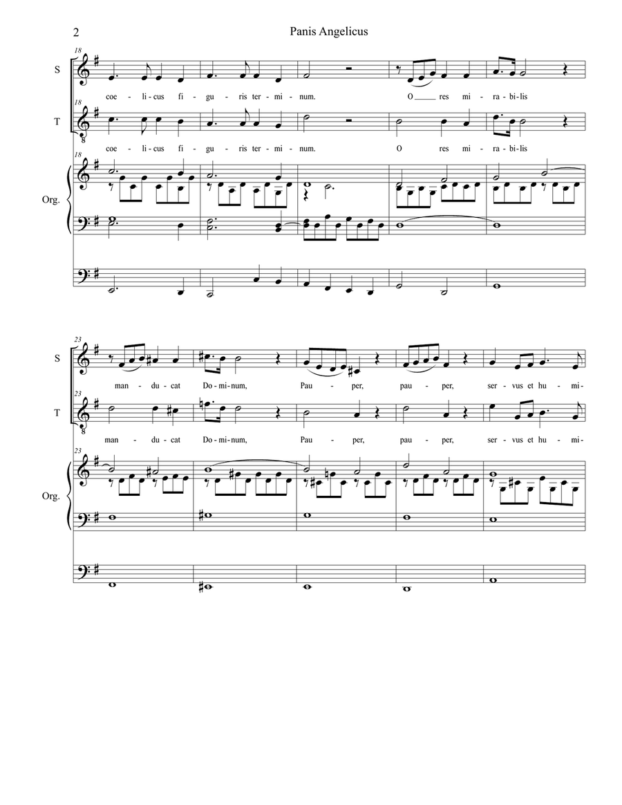 Panis Angelicus (Duet for Soprano and Tenor Solo - Organ Accompaniment) Tenor Voice scores gallery preview page 3