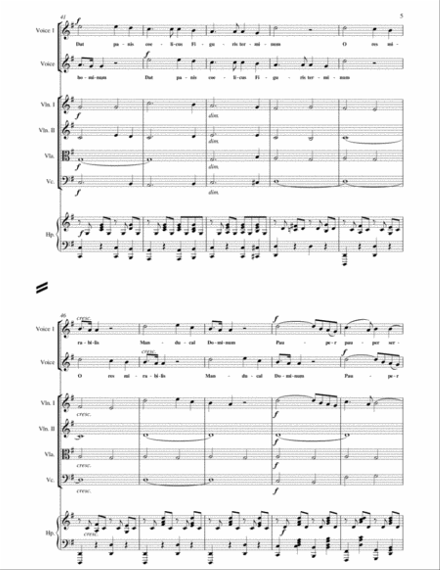 Cesar Frank : Panis Angelicus for 2 Voices and String Orchestra with Piano or Harp in G String Orchestra scores gallery preview page 5
