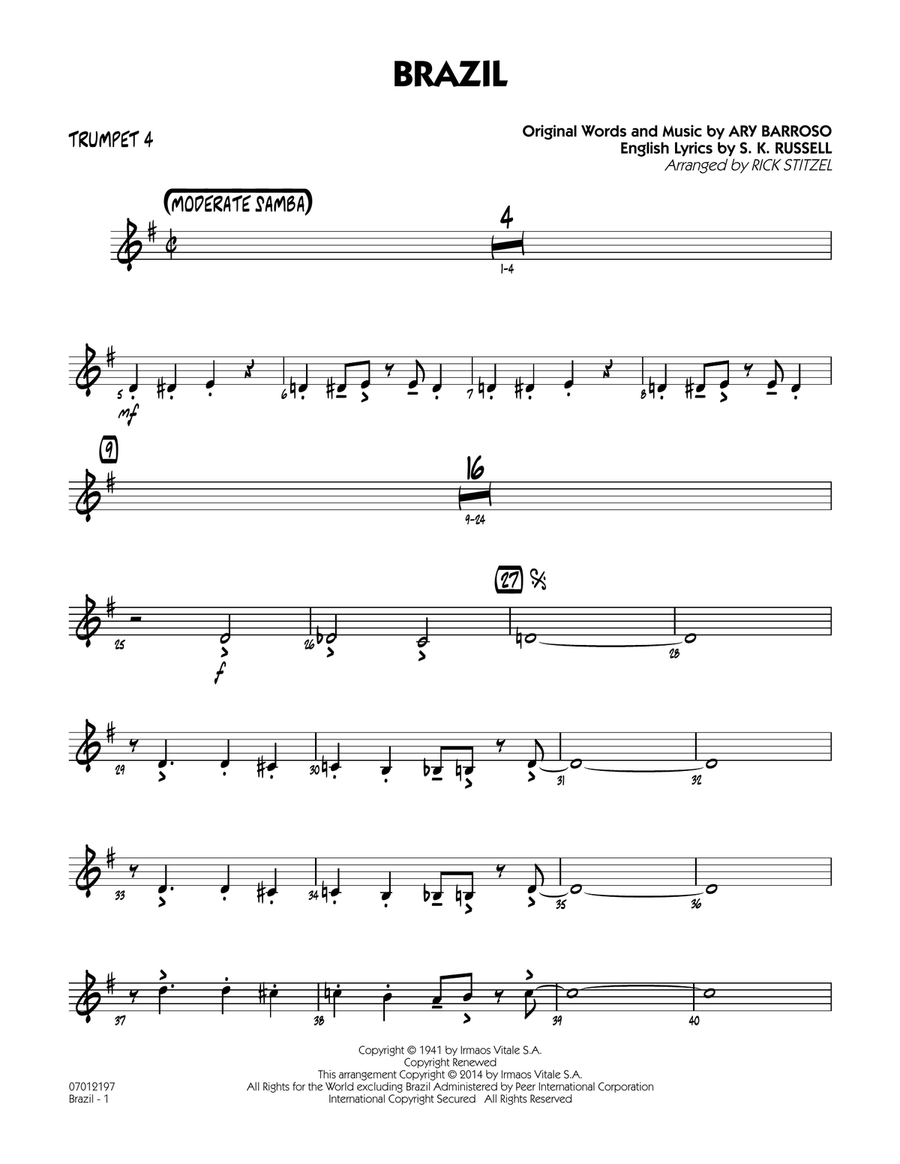 Brazil - Trumpet 4 Jazz Ensemble scores gallery preview page 1