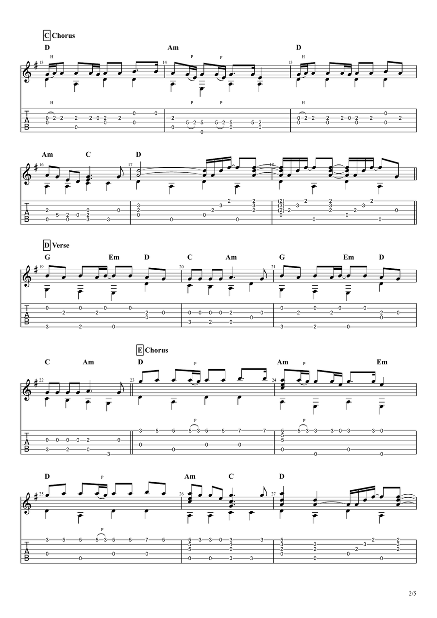 Friend Of The Devil Guitar Tablature scores gallery preview page 2