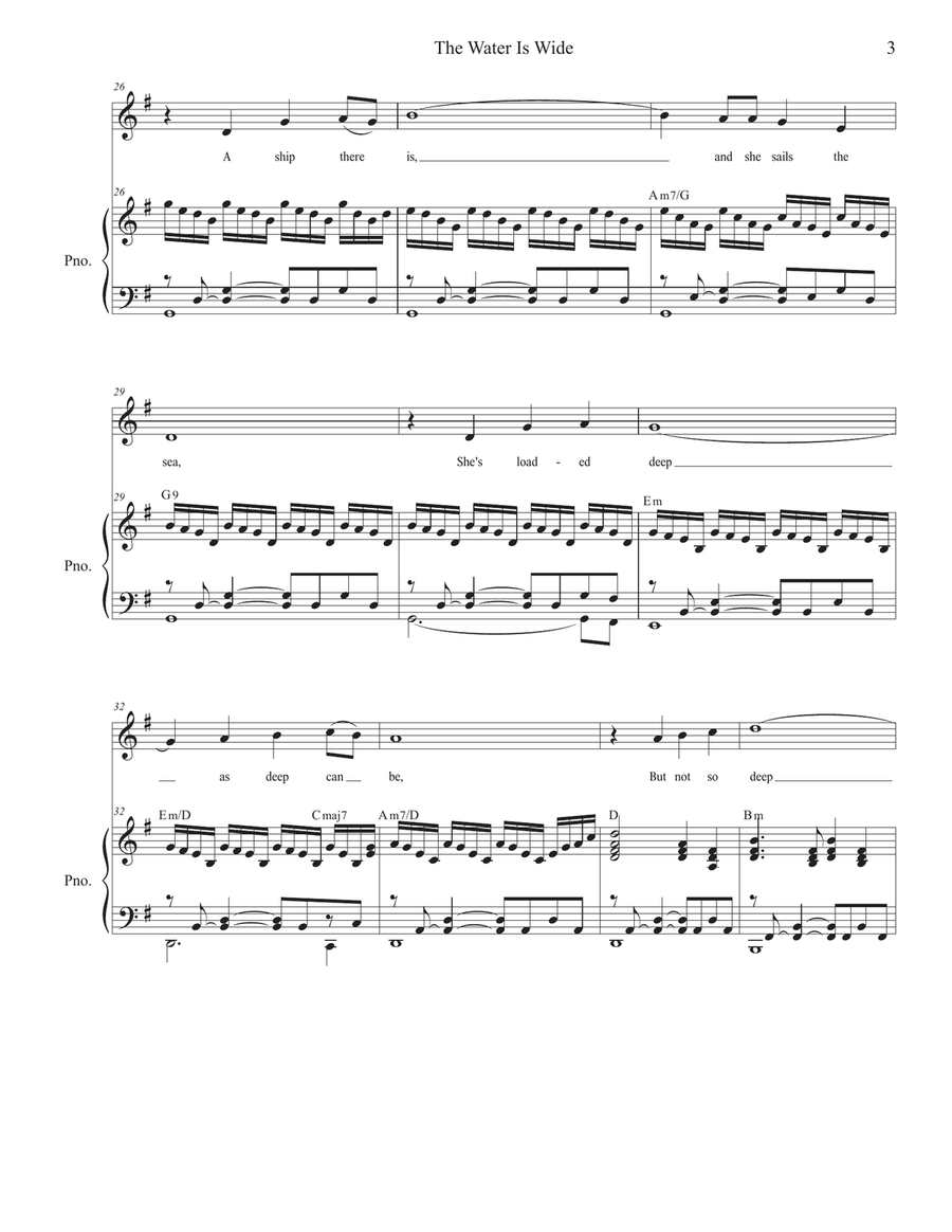 The Water Is Wide (O Waly, Waly) (Unison choir - High Key) Unison Choir scores gallery preview page 3
