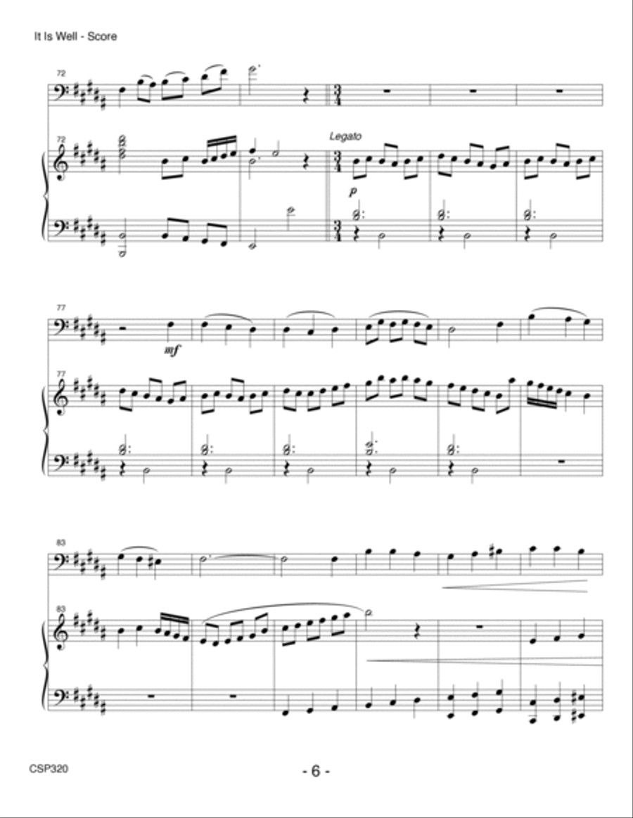 IT IS WELL WITH MY SOUL - Cello Solo with Piano Accompaniment Piano scores gallery preview page 6