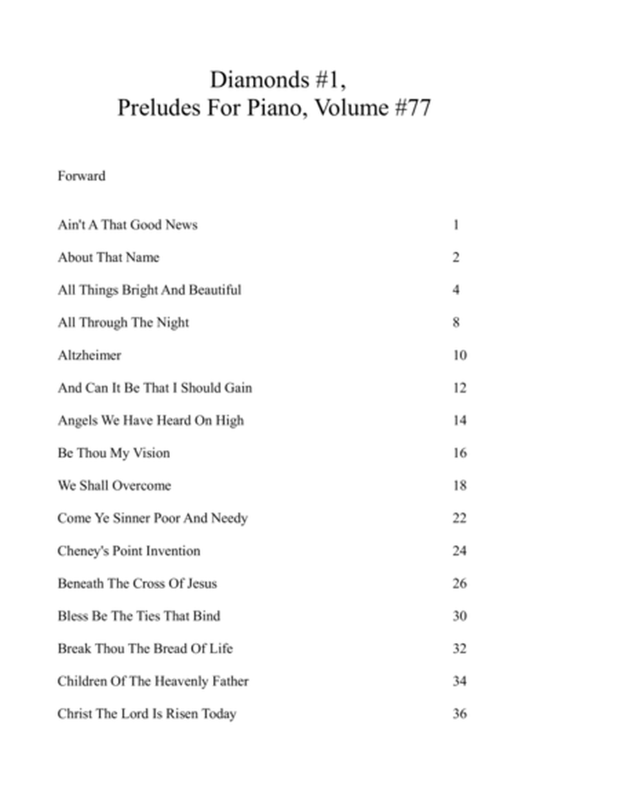 Diamonds #1, Preludes For Piano, Volume #77 image number null