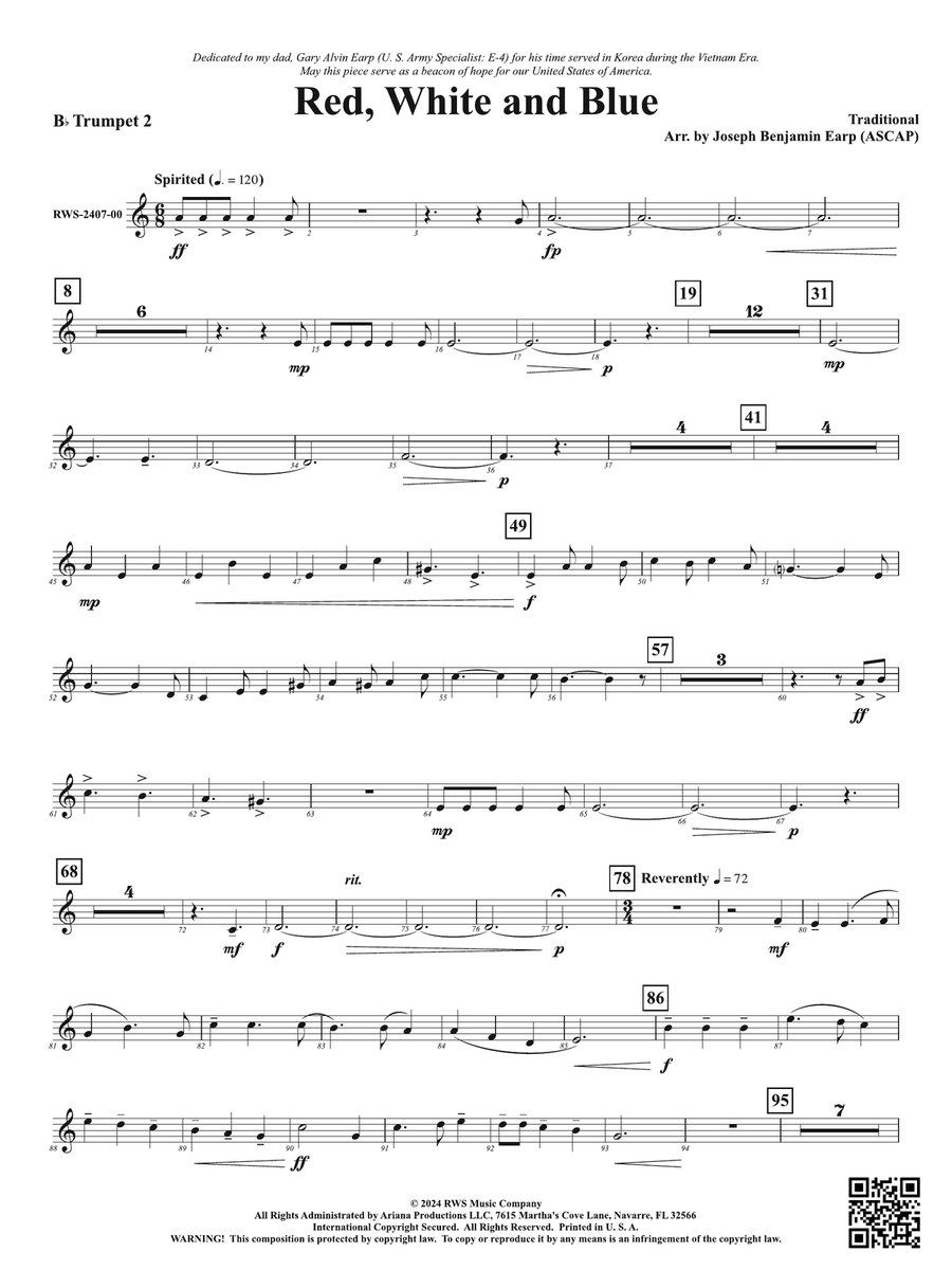 Red, White and Blue: 2nd B-flat Trumpet B-Flat Trumpet scores gallery preview page 1