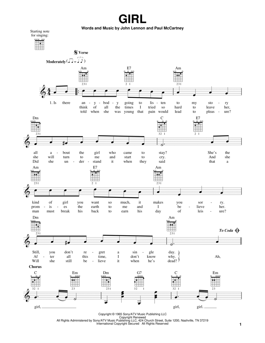 Girl Acoustic Guitar scores gallery preview page 1
