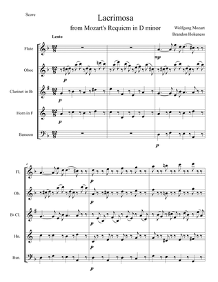 Lacrimosa from Mozart's Requiem - Woodwind Quintet