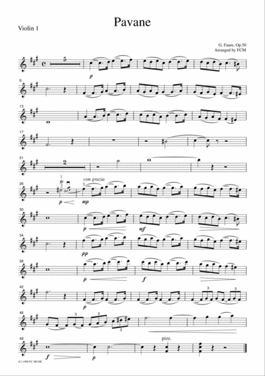 Faure Pavane, for string quartet, CF101 String Quartet scores gallery preview page 3
