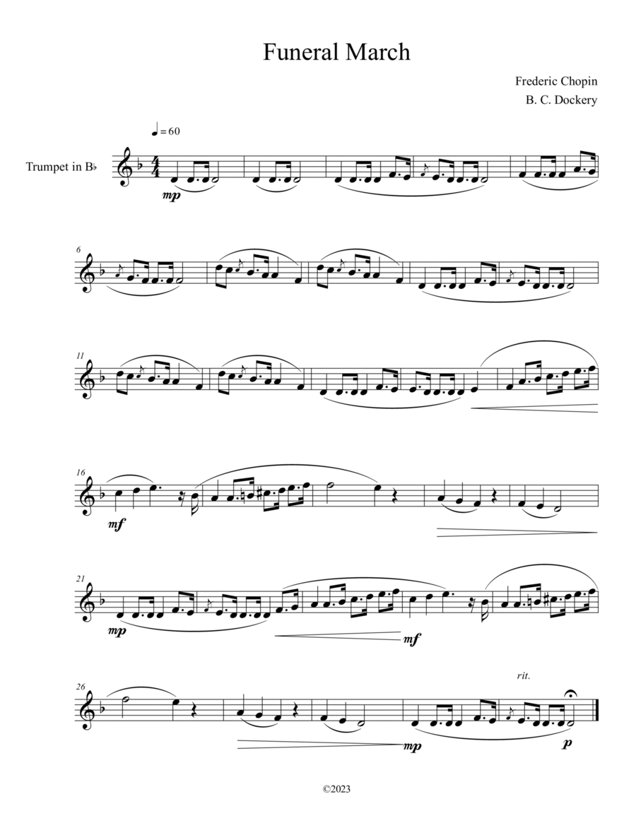 Funeral March (Trumpet Solo) B-Flat Trumpet scores gallery preview page 1