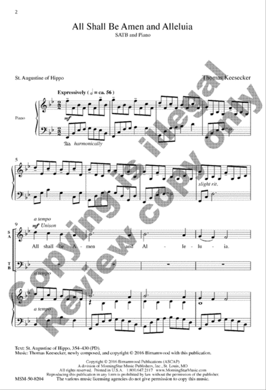 All Shall Be Amen and Alleluia 4-Part scores gallery preview page 2