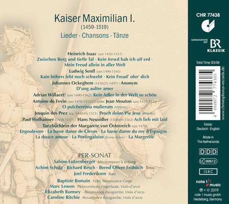 Per-Sonat: Kaiser Maximilian I. - Lieder; Chansons; Tanze