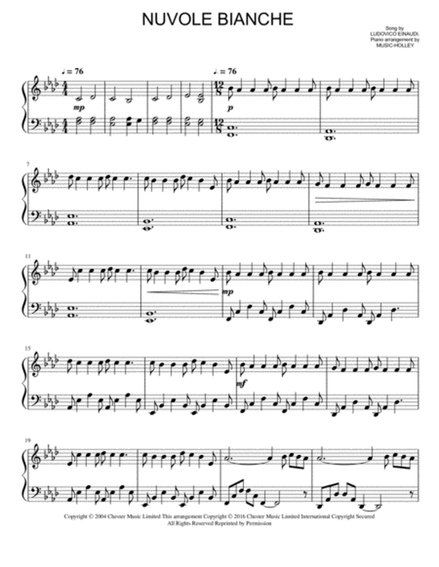 Einaudi - Nuvole Bianche (easy piano sheet, in F minor)