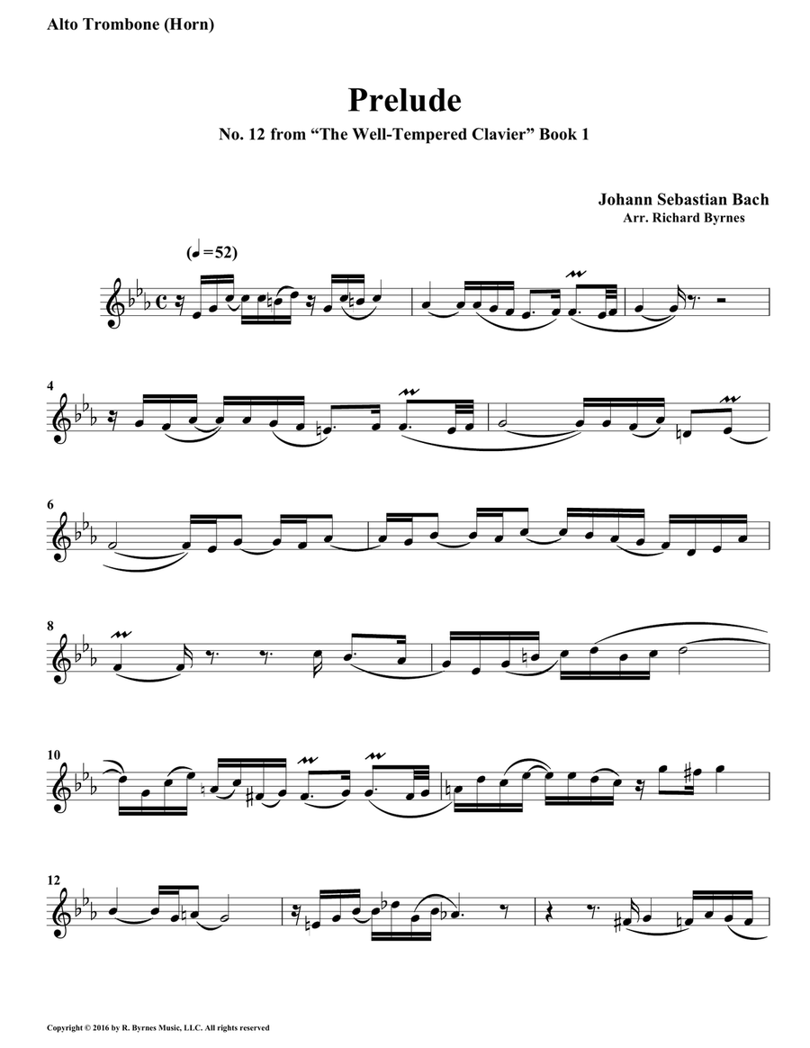 Prelude 12 from Well-Tempered Clavier, Book 1 (Trombone Quintet) Brass Quintet scores gallery preview page 6