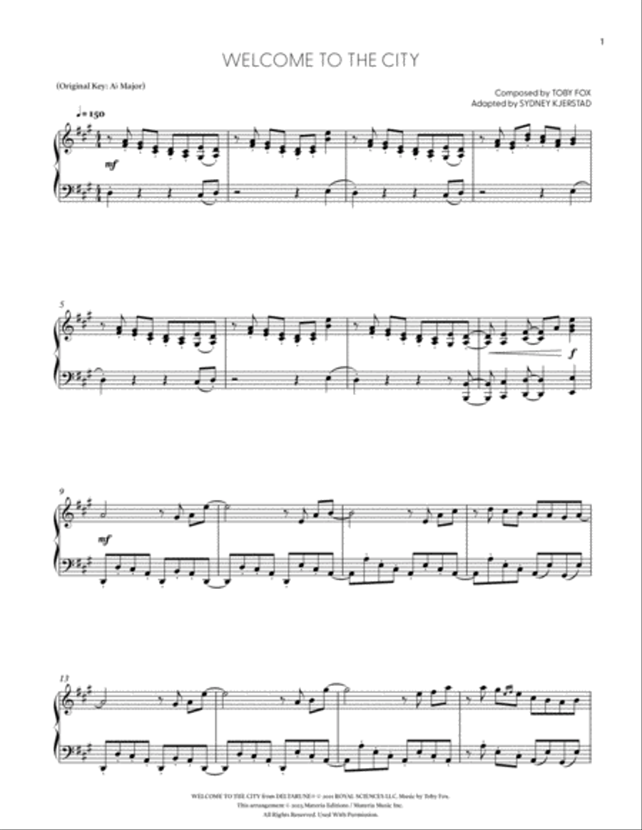 TO THE CITY (DELTARUNE Chapter 2 Piano Sheet Music) by Toby