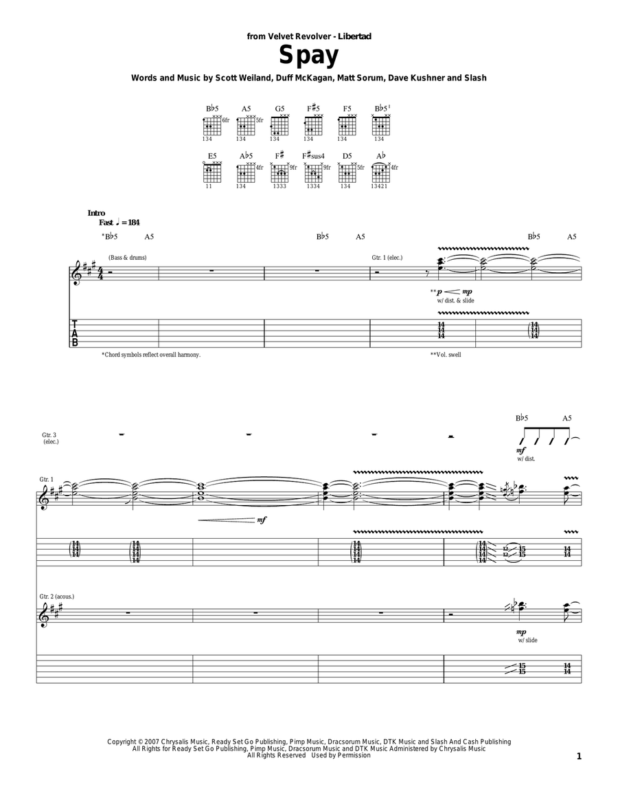 Spay Spay Acoustic Guitar scores gallery preview page 1