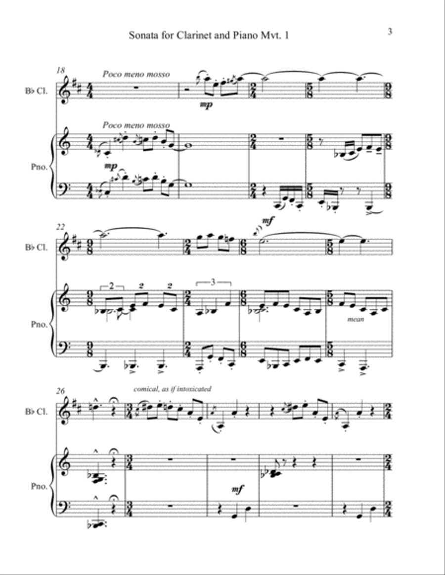 Sonata for Clarinet and Piano Chamber Music scores gallery preview page 3