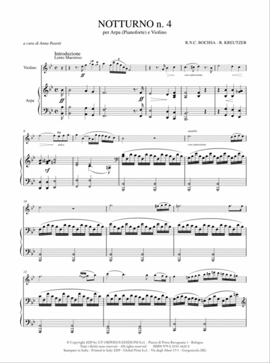 Nocturne No. 4 for Harp (Piano) and Violin Harp scores gallery preview page 2