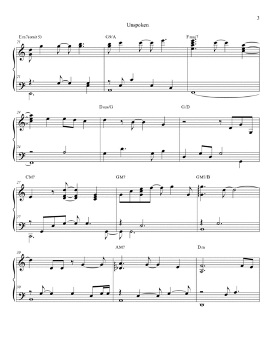 Unspoken Piano Solo scores gallery preview page 4