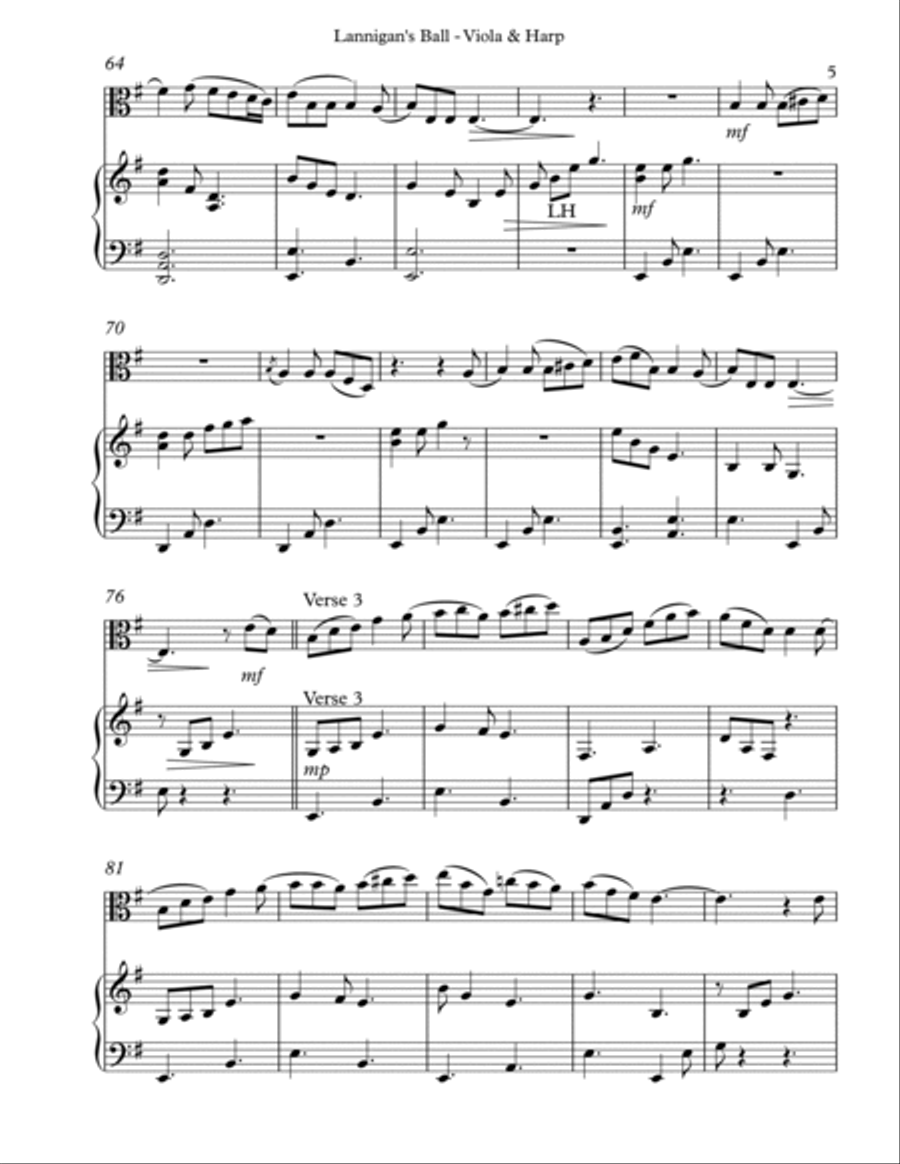 Lannigan’s Ball, Duet for Viola and Harp String Duet scores gallery preview page 5
