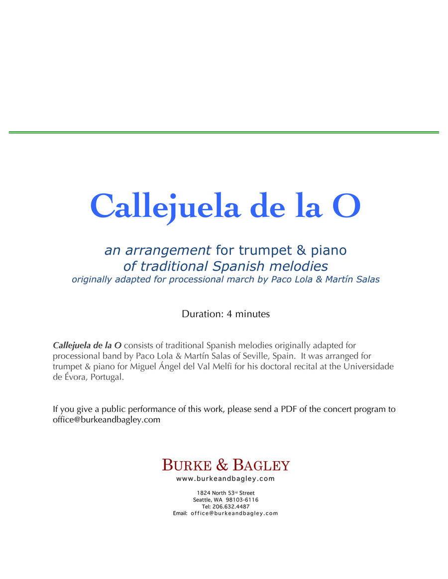 Callejuela de la O Trumpet Solo scores gallery preview page 2