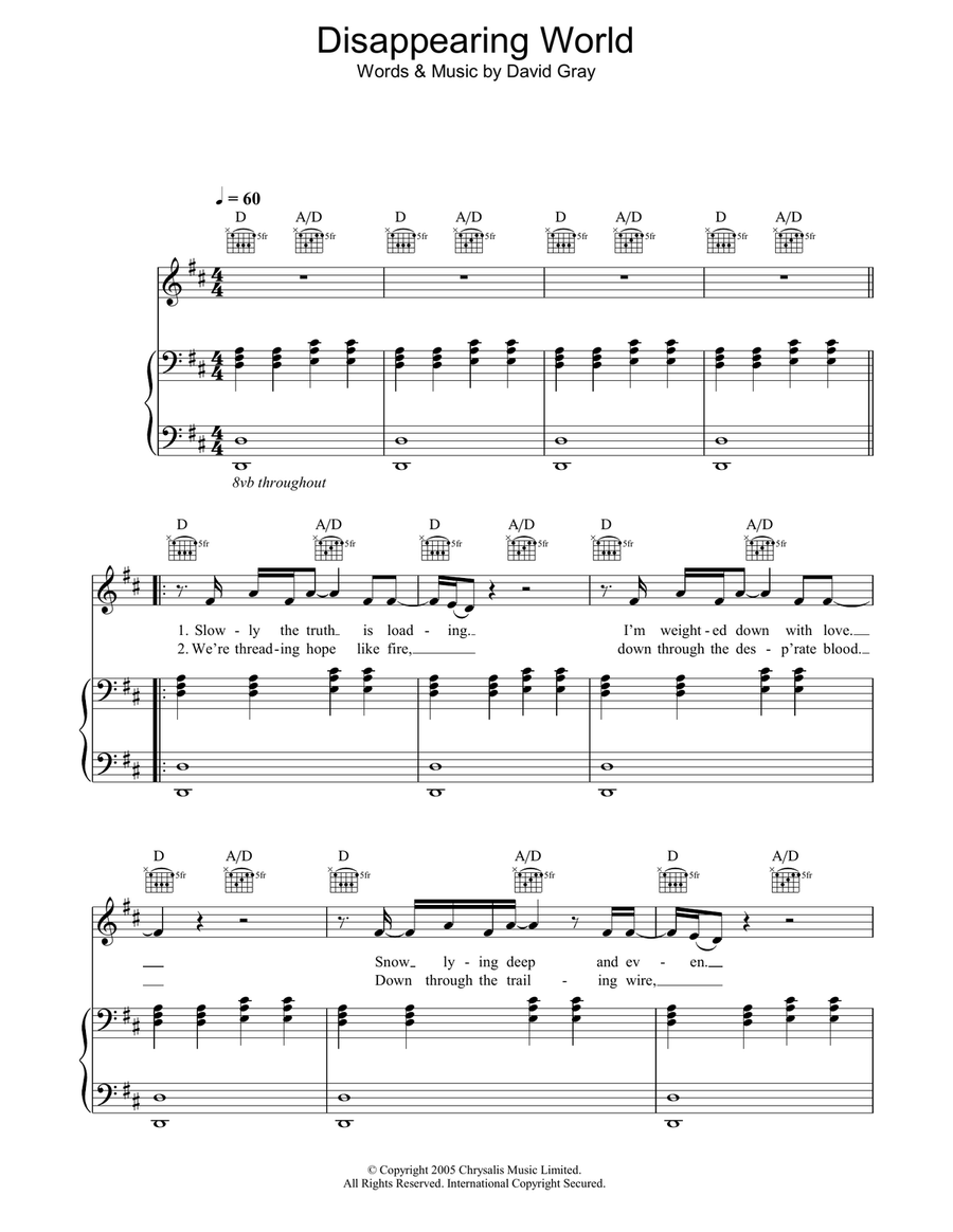 Disappearing World Disappearing World Piano, Vocal, Guitar scores gallery preview page 1