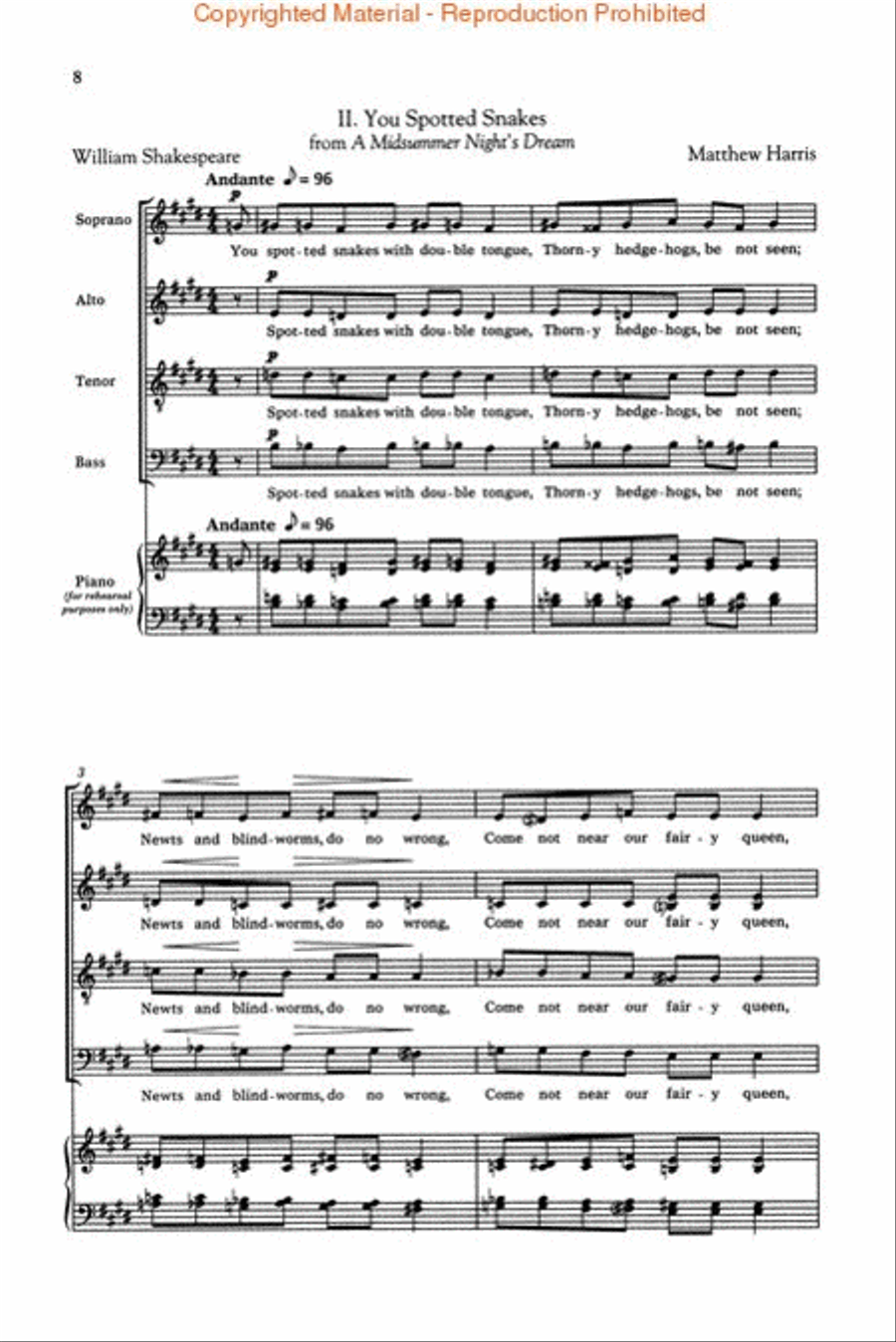 Shakespeare Songs, Book III 4-Part scores gallery preview page 3