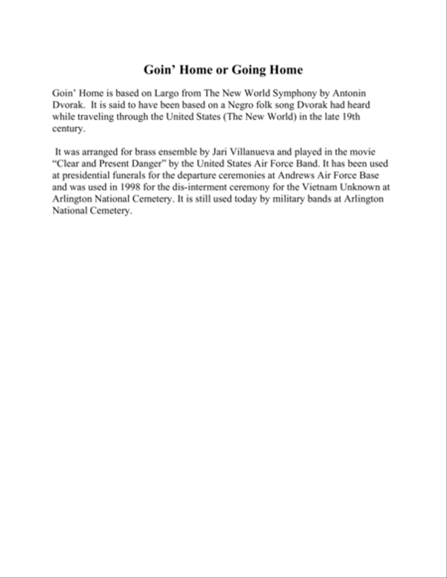 Goin’ Home by Antonin Dvorak for Brass Ensemble Brass Ensemble scores gallery preview page 2