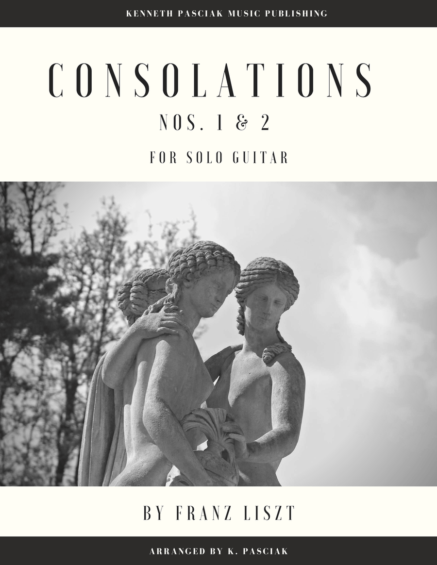 Consolations Nos. 1 & 2 by Liszt (for Solo Guitar) Classical Guitar scores gallery preview page 1