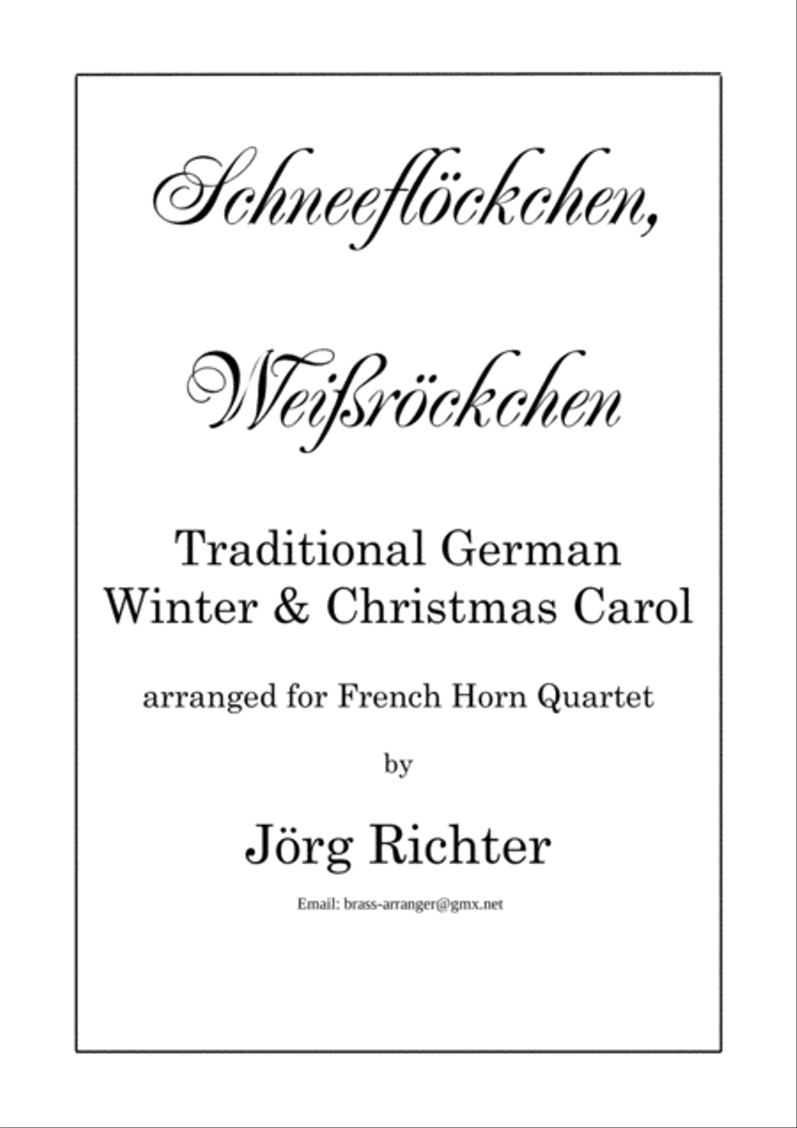 Tiny snowflake, white, tiny Skirt (Schneeflöckchen, Weißröckchen) for French Horn Quartet Brass Quartet scores gallery preview page 1