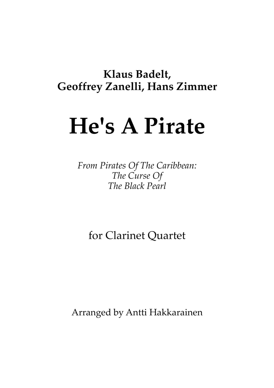 He's A Pirate Clarinet Quartet scores gallery preview page 1