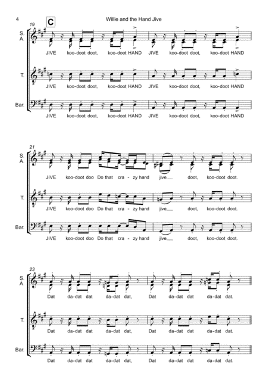 Willie And The Hand Jive 4-Part scores gallery preview page 5