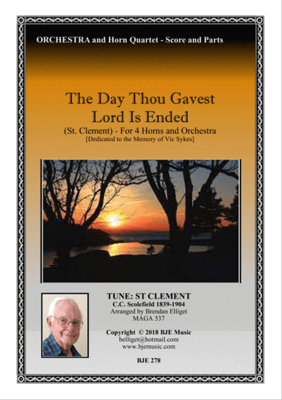 The Day Thou Gavest Lord Is Ended - Horn Quartet with Orchestra Score and Parts PDF Full Orchestra scores gallery preview page 1