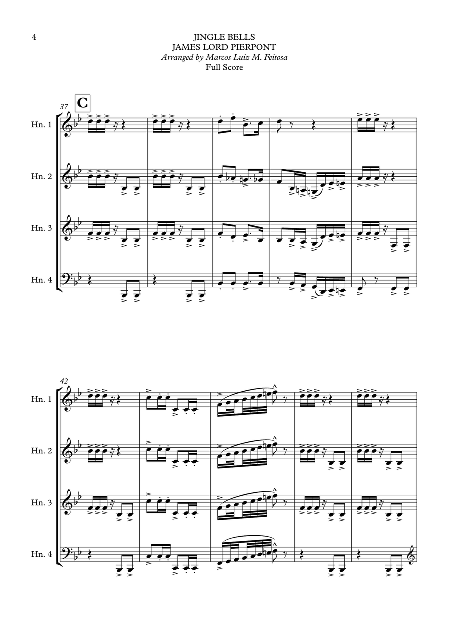 Christmas Song Collection (for Horn in F Quartet) - BOOK ONE Brass Quartet scores gallery preview page 6