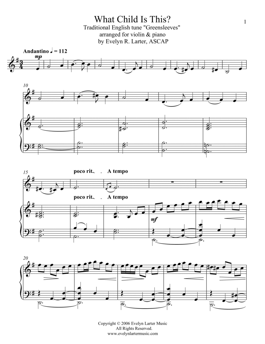 What Child Is This Violin Solo scores gallery preview page 1