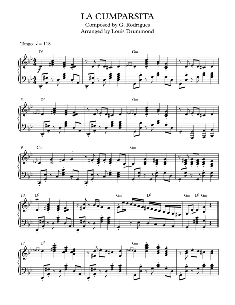 La Cumparsita Piano Solo scores gallery preview page 1