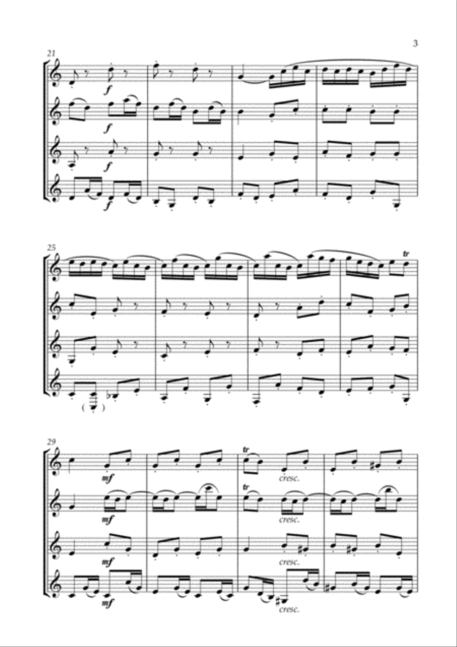 Badinerie (J.S. Bach) for Clarinet Quartet Clarinet Quartet scores gallery preview page 4