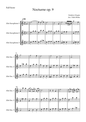 Nocturne Op.9 No. 2 (Frédéric Chopin) for Alto Saxophone Trio