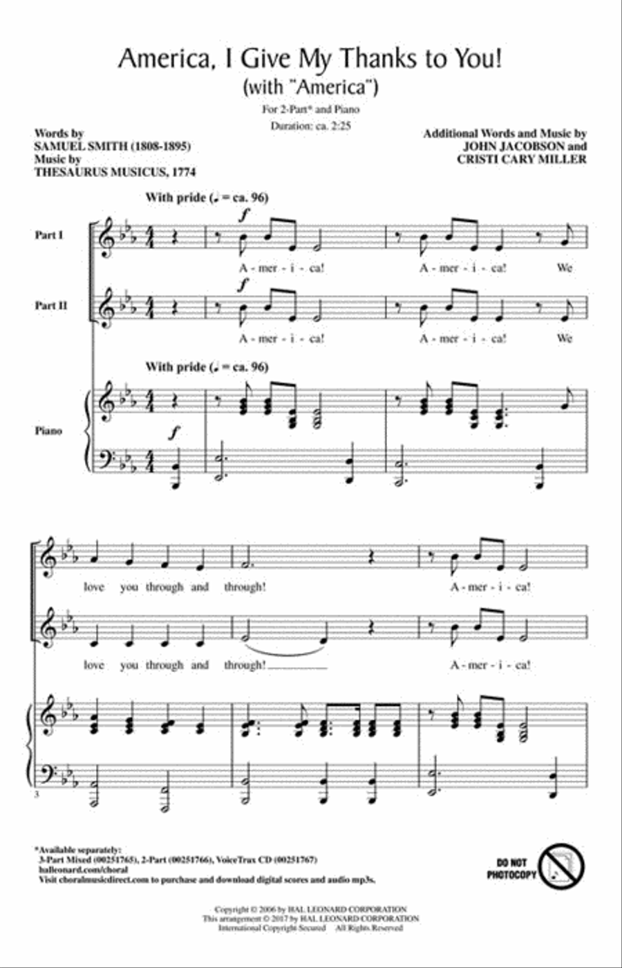 America, I Give My Thanks to You! 2-Part scores gallery preview page 2