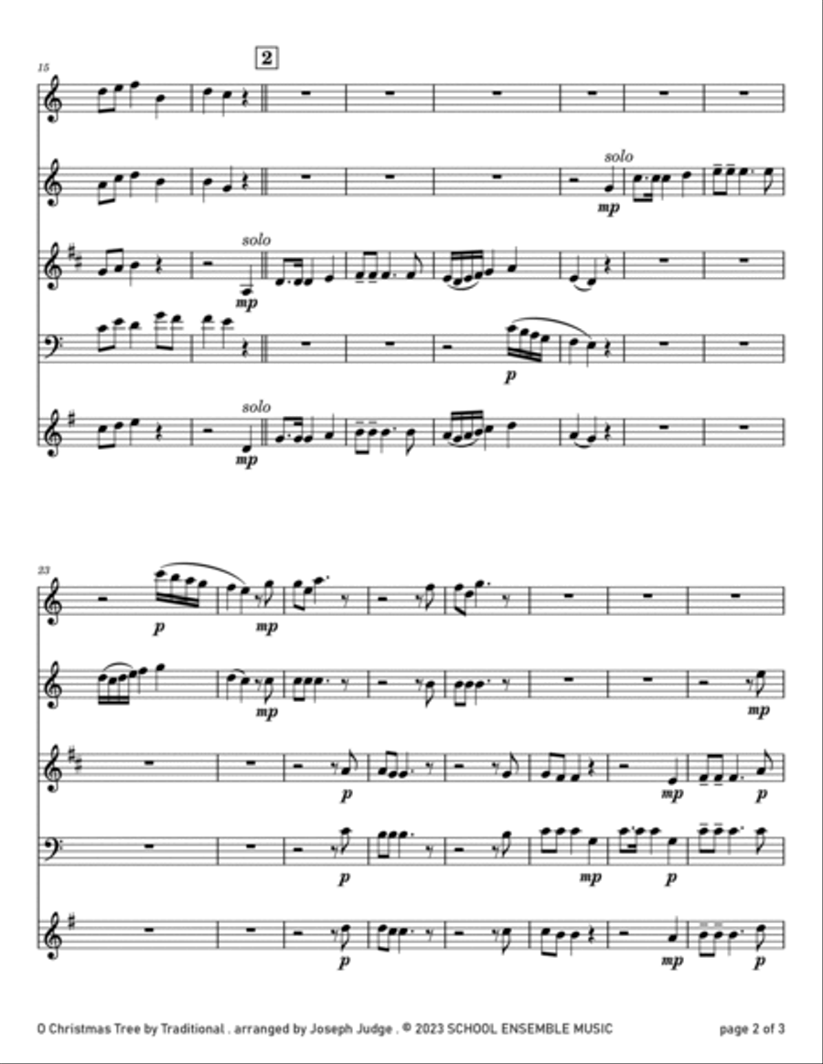 O Christmas Tree for Woodwind Quartet in Schools Woodwind Quartet scores gallery preview page 2